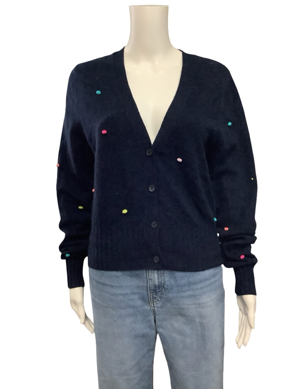 Brodie Cashmere V Neck Cardigan Sweater Size: S